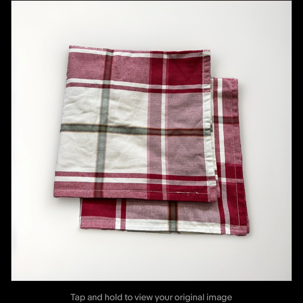 Set Of 2 Pottery Barn Cambridge Plaid 24” X 24” Pillow Cover Case Red Beige sham